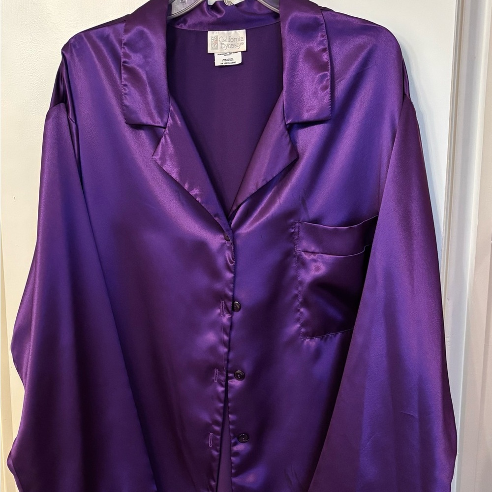 Purple Satin Pajama Top with Luxurious Feel